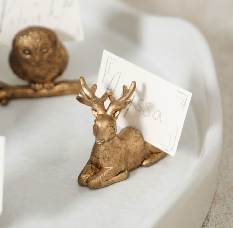 Brass Colored Deer Placecard Holder