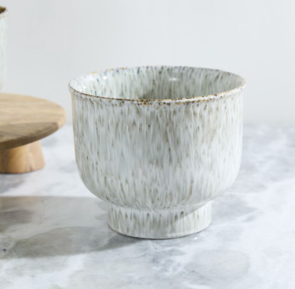 Large Green and Tan Ceramic Pot