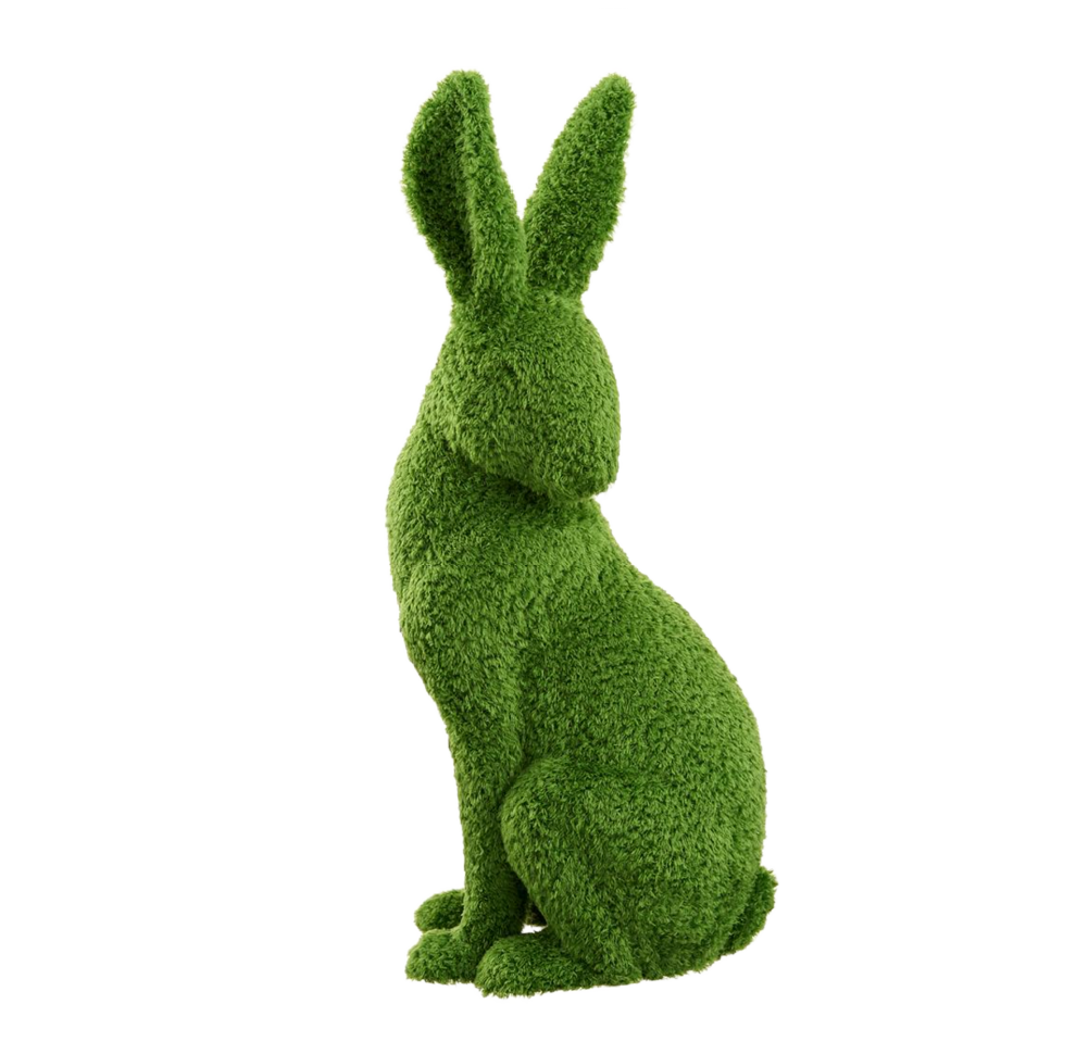 Green Furry Faux Moss Covered Bunny