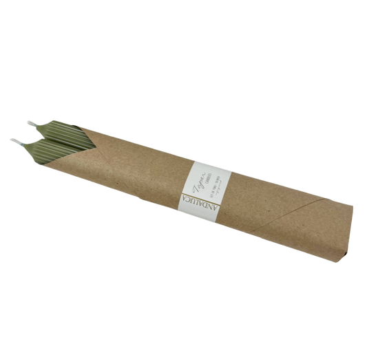 Green Ridged Taper Candles (Set of 2)