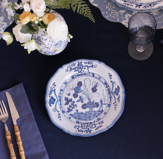 Faenza 9" Salad Plate - Set of 4 White and Blue