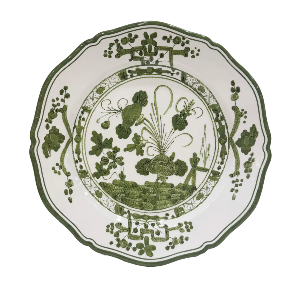 Faenza 11" Dinner Plates - Set of 4 White and Green - PRESALE