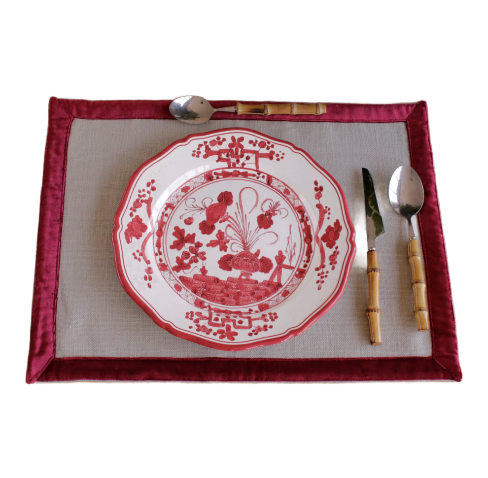 Faenza 11" Dinner Plates - Set of 4 Dark Pink and White