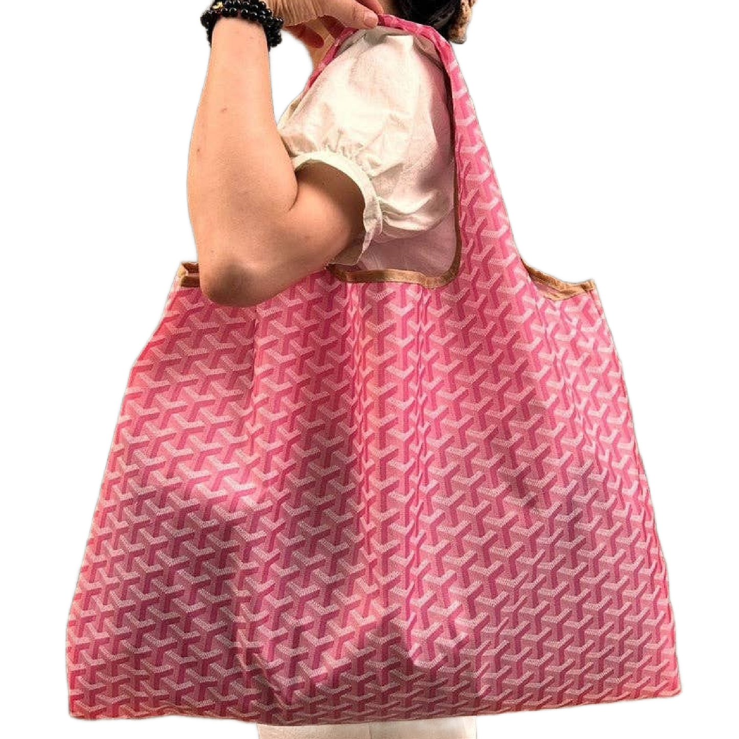 Pink Large Capacity Portable Shoulder Shopping Bag