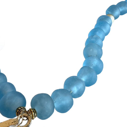 Handmade Beaded Baby Blue Glass Rosary