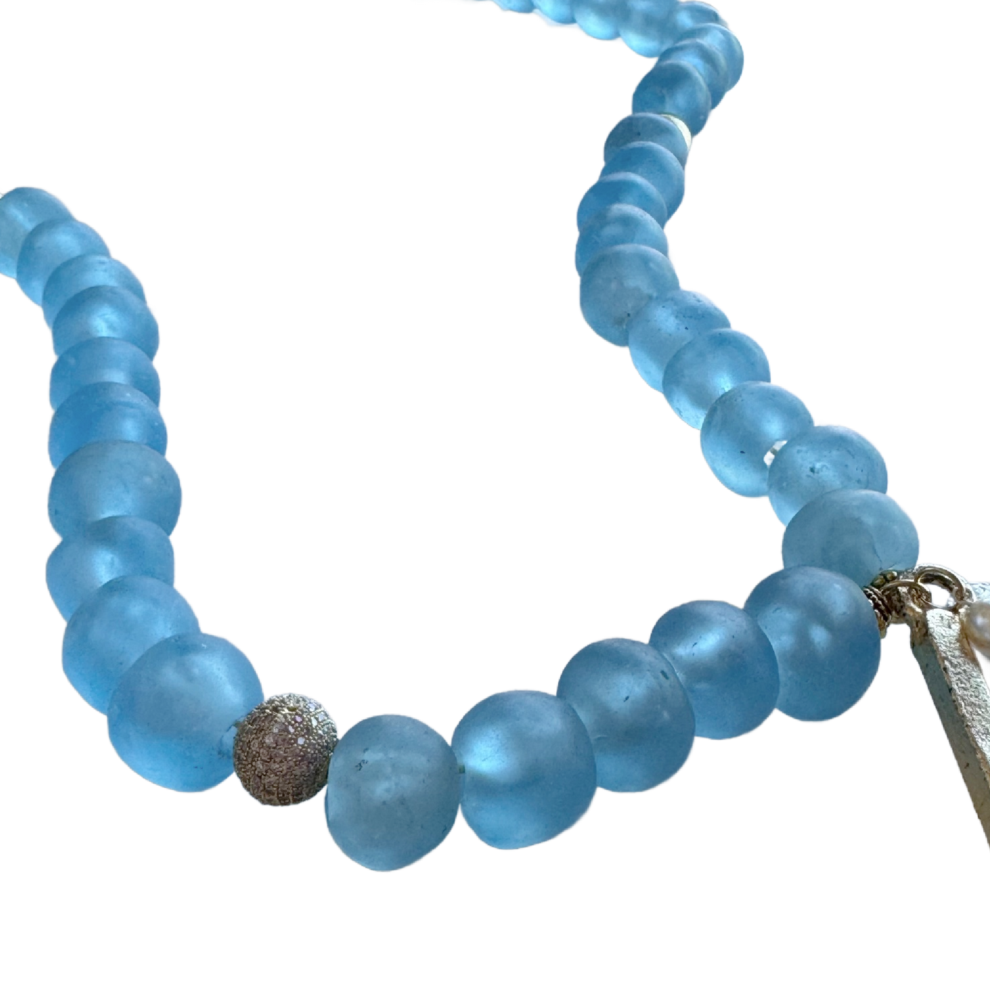 Handmade Beaded Baby Blue Glass Rosary