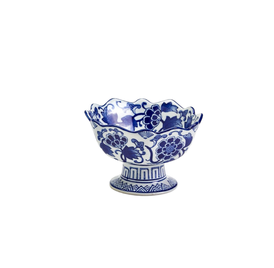 Blue and White Scalloped Edge Bowl