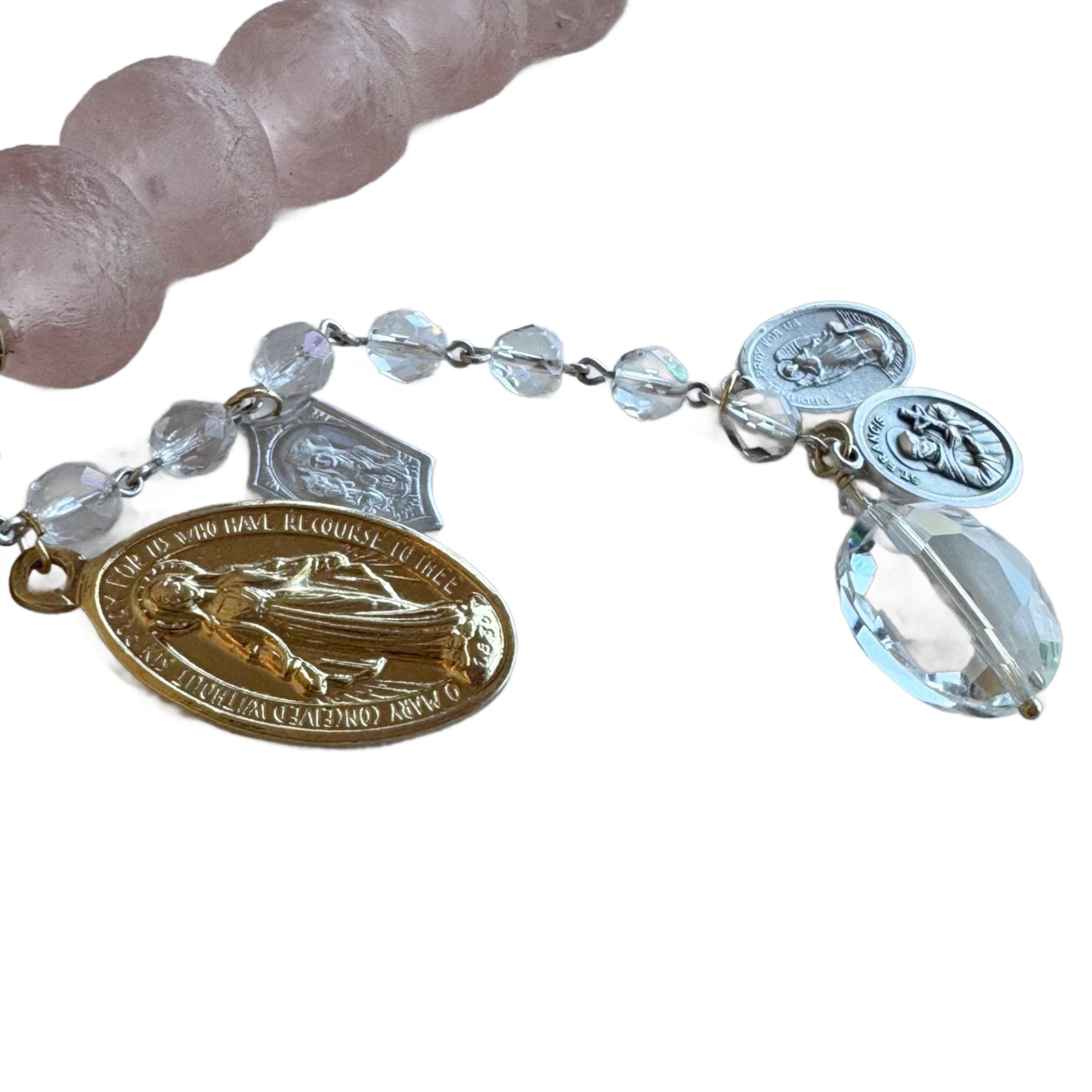 Handmade Beaded Blush Pink Glass Rosary