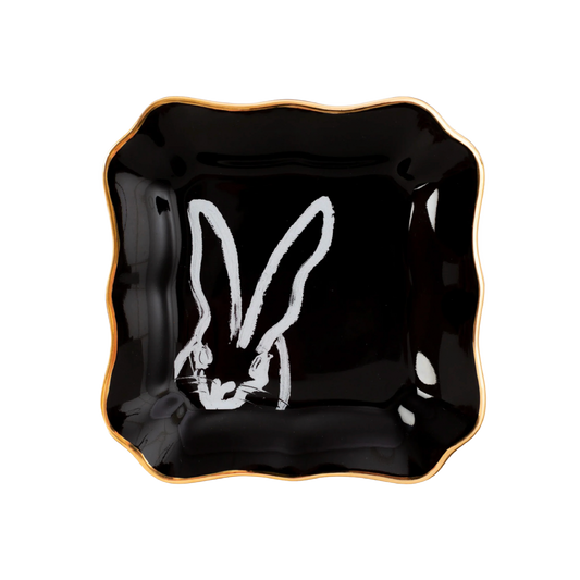 Hunt Slonem | Black Bunny Portrait Plate