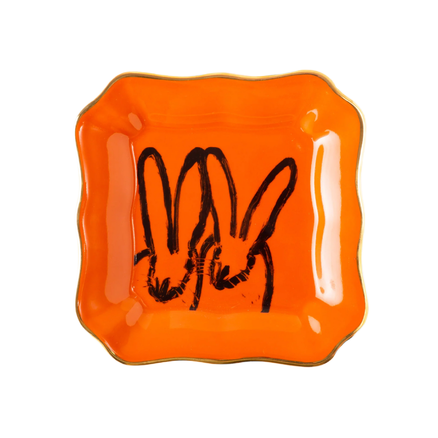 Hunt Slonem | Orange Bunny Portrait Plate