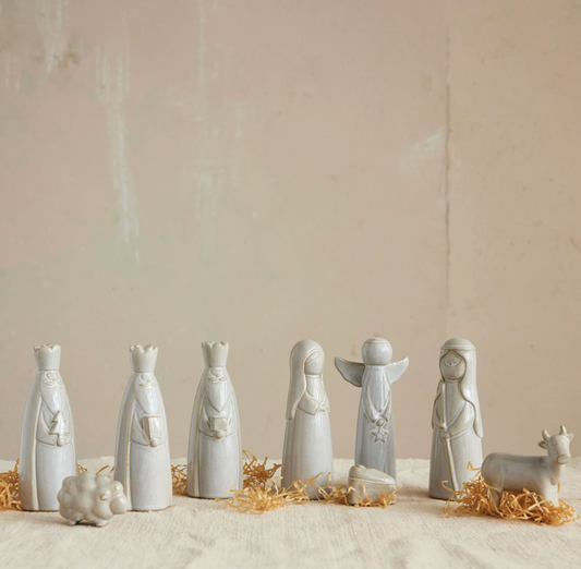Stoneware Nativity, set of 9