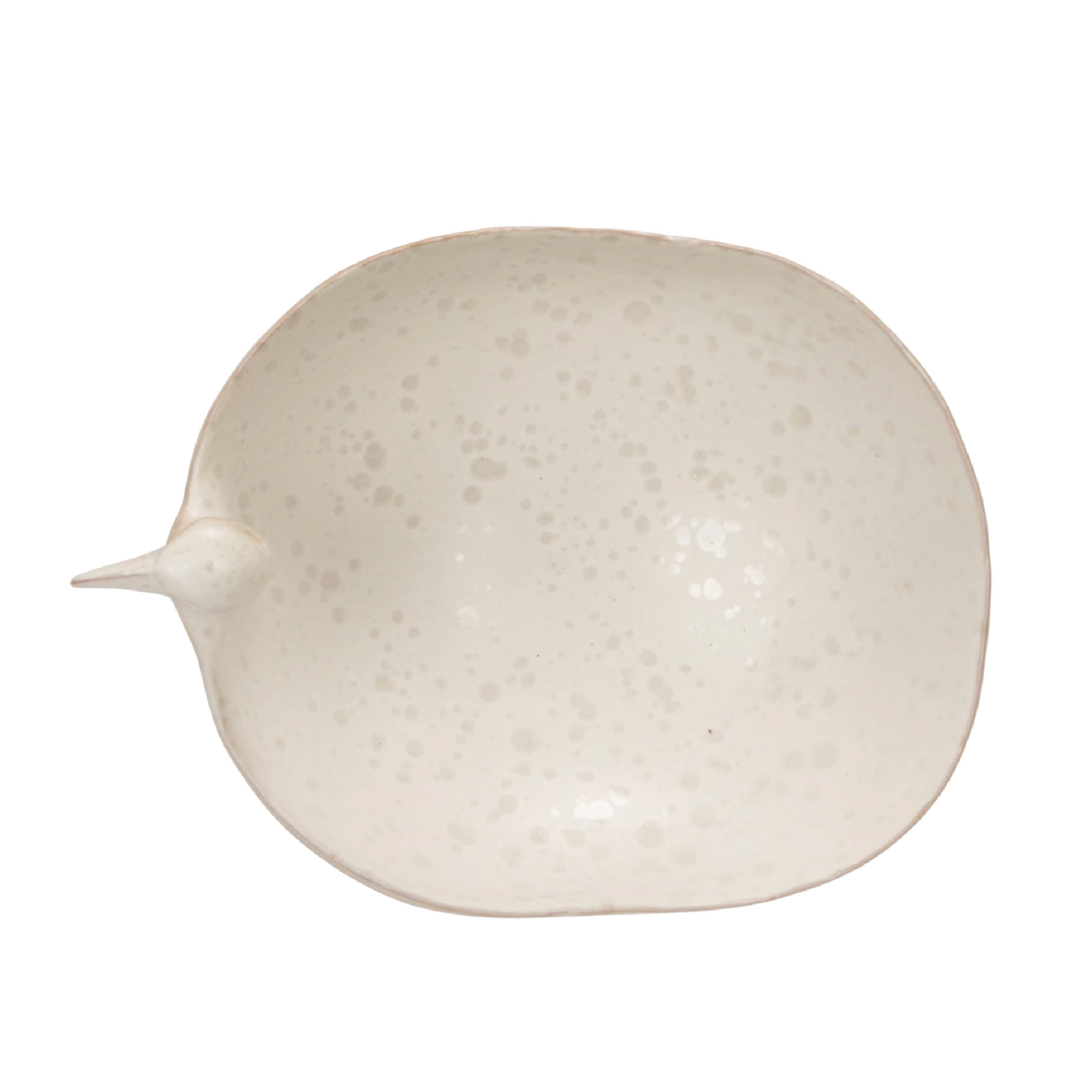 White Speckled Stoneware Footed Bird Shaped Bowl