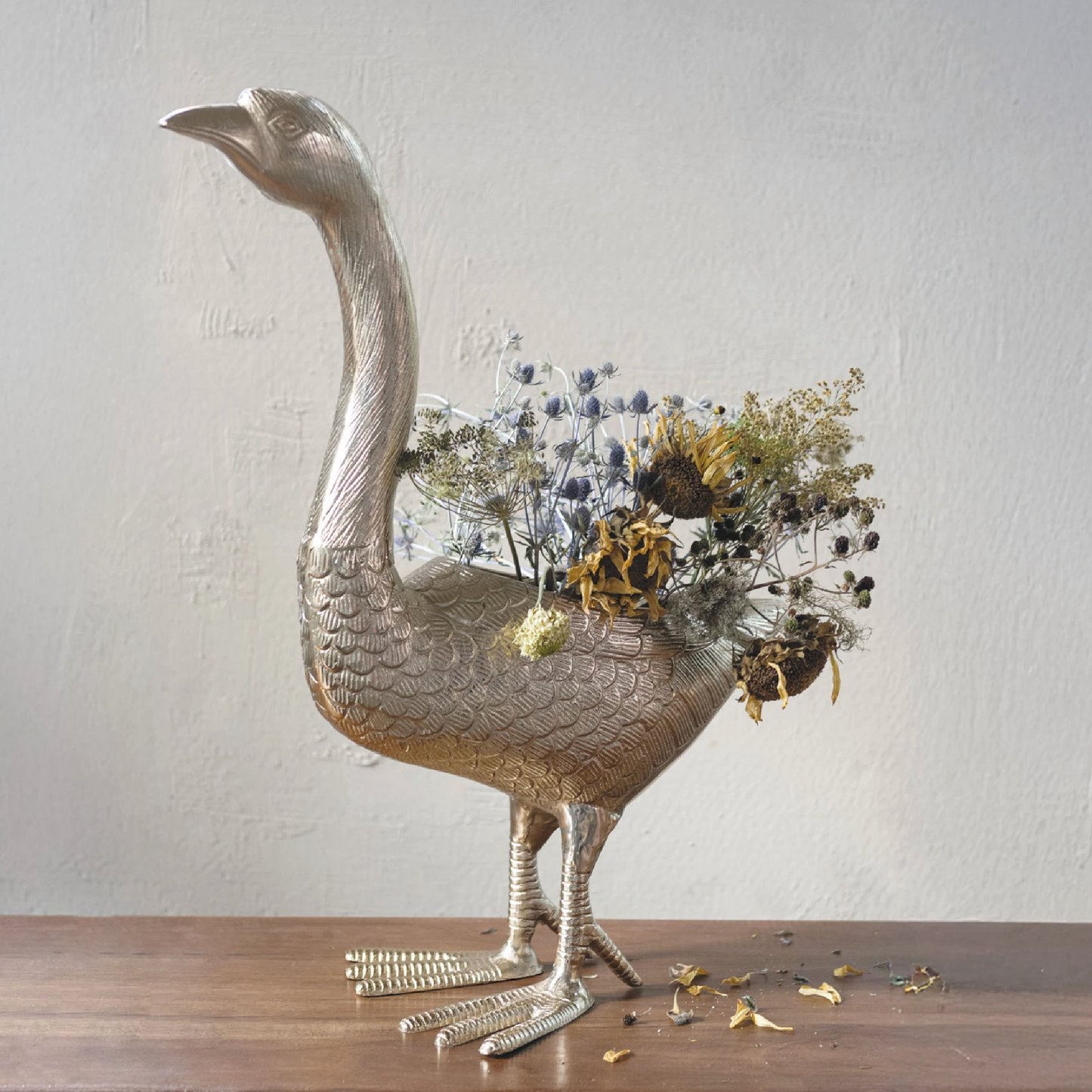 Gold Finish Goose Shaped Planter/Container