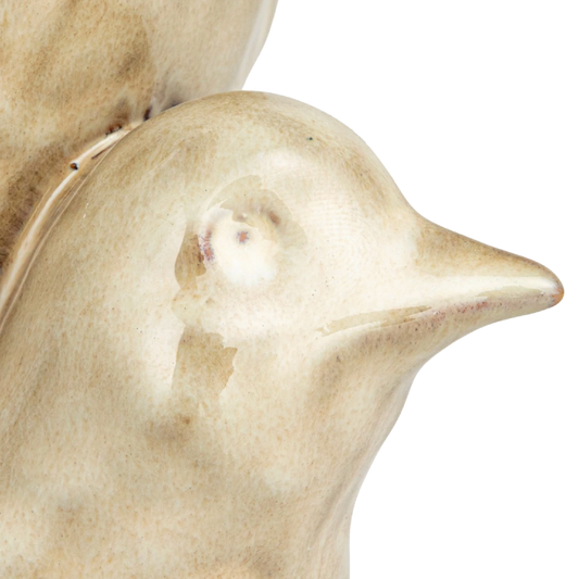 Cream Stoneware Bird w/ Bowl