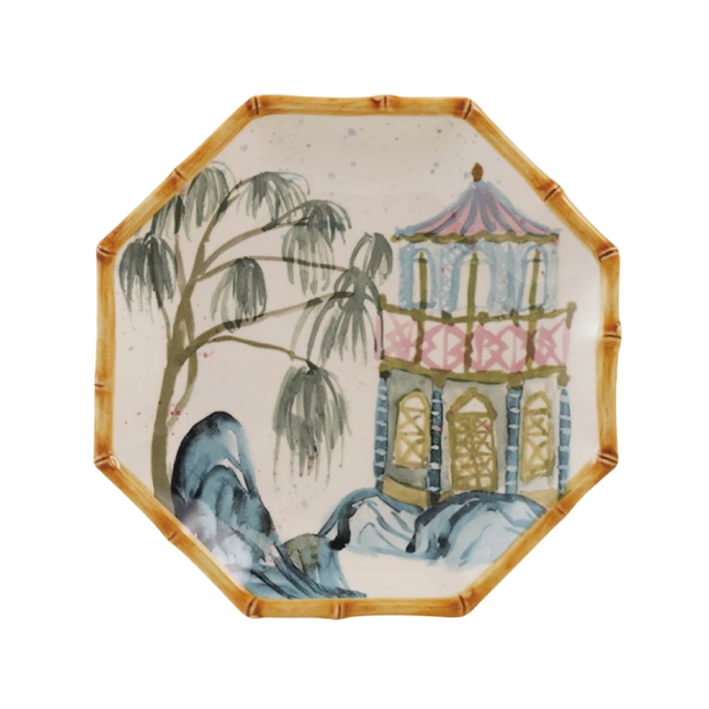 Hand-Painted Octagon Shape House/Palm Plate
