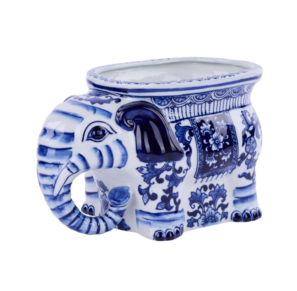 Blue and White Elephant Jardiniere