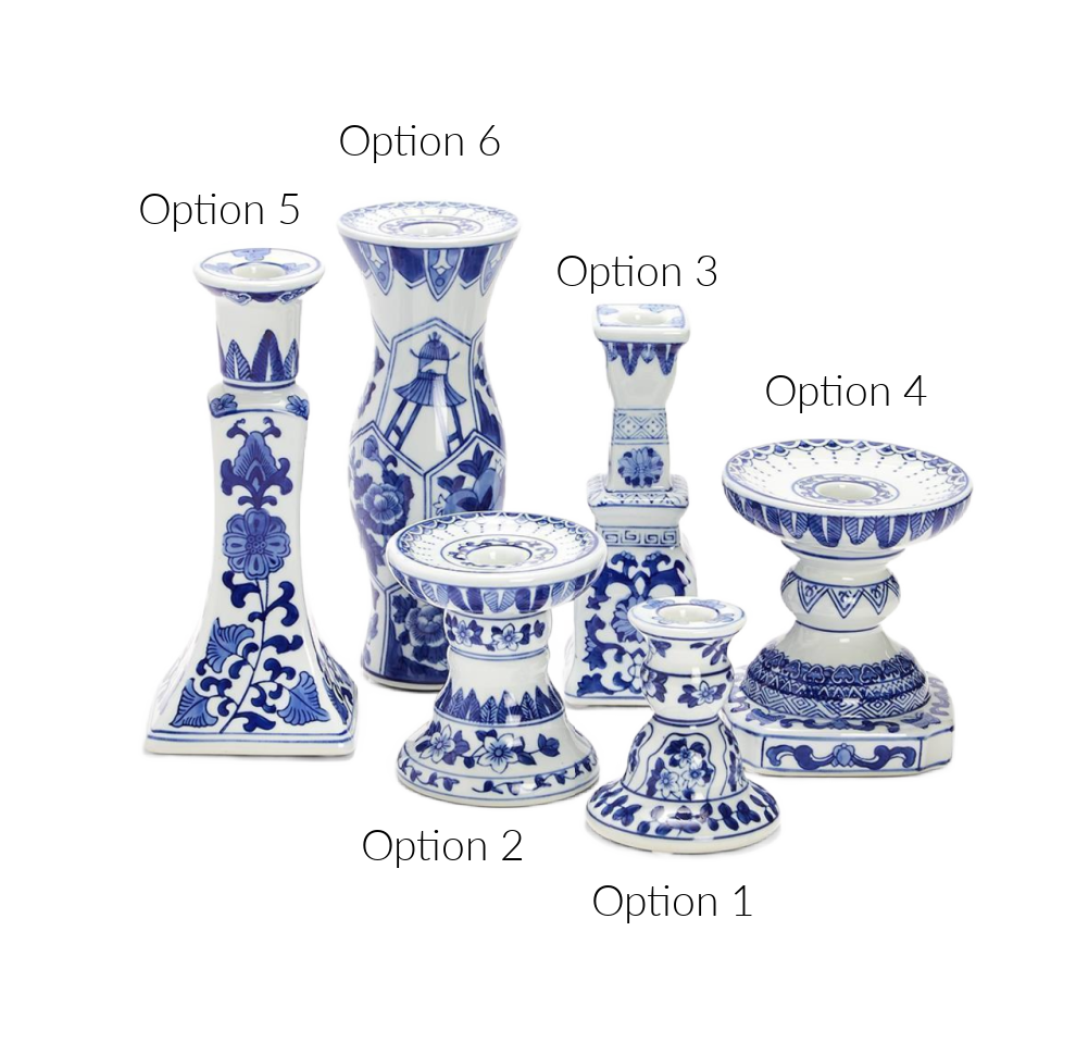 Blue and White Ceramic Candleholders