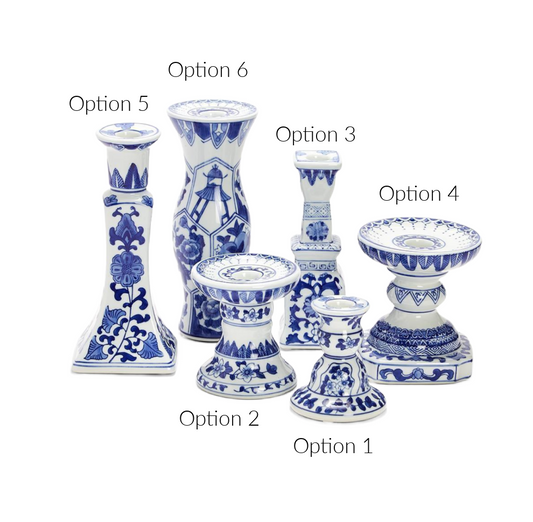 Blue and White Ceramic Candleholders