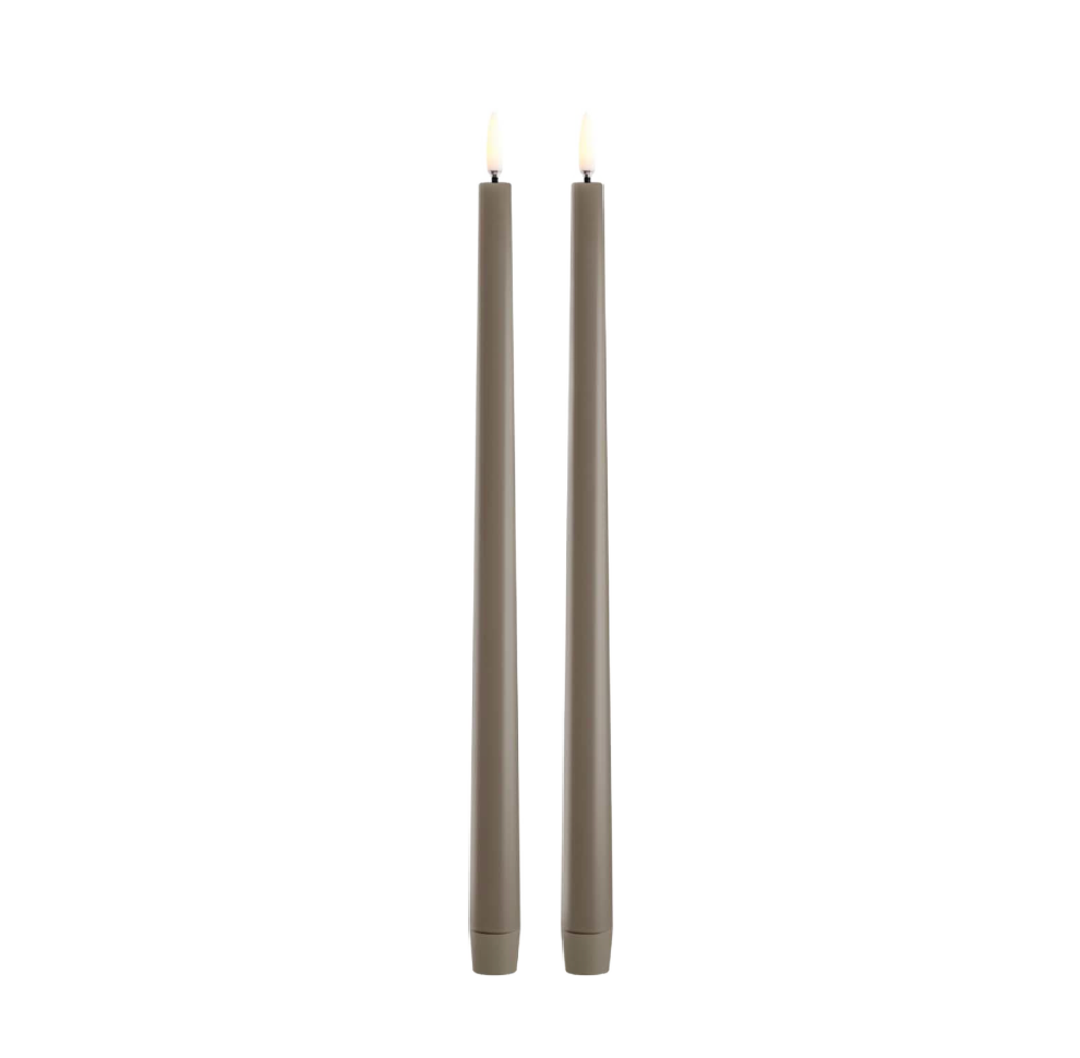 Sandstone LED Slim Taper Pair Candle