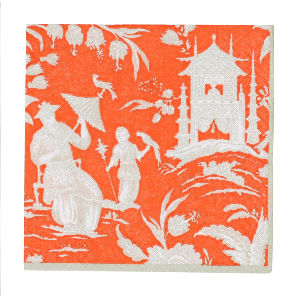 Silk Road Toile Mandarin Caspari Cocktail Napkin