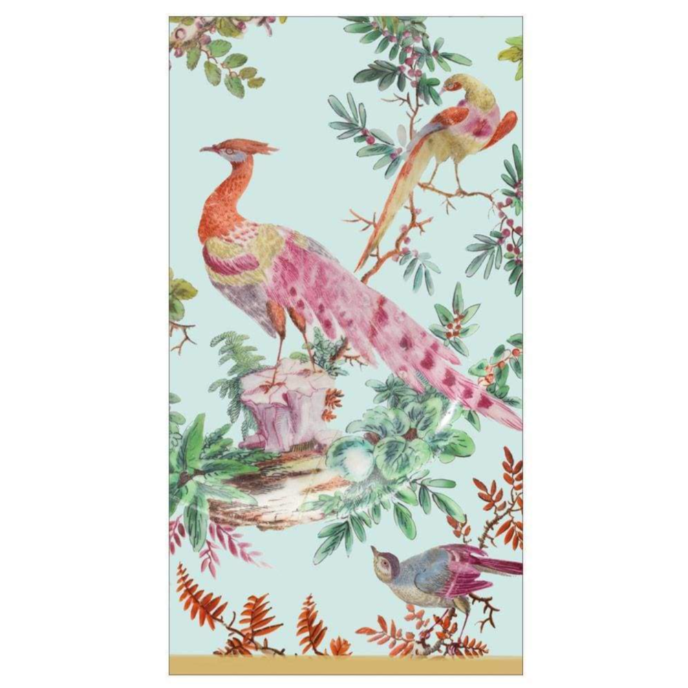 Chelsea Birds Celadon Caspari Guest Towel Napkin