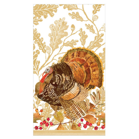 Woodland Turkey Caspari Guest Towel Napkin