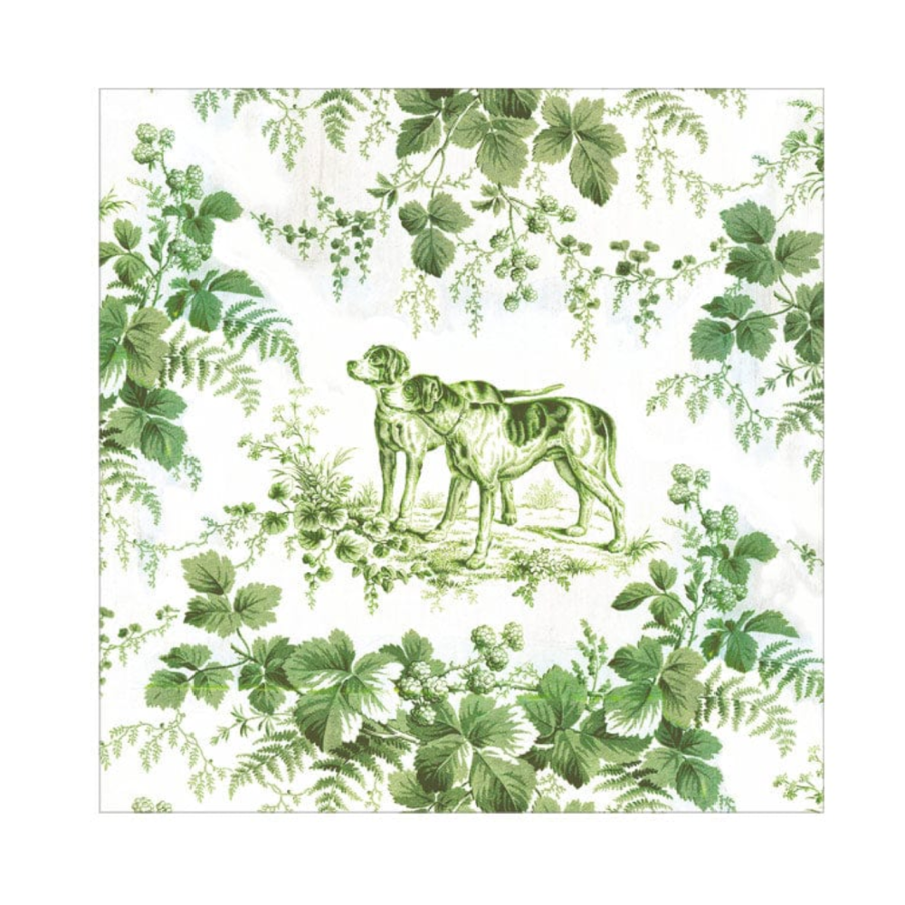 Hunting Toile Evergreen Caspari Cocktail Napkin