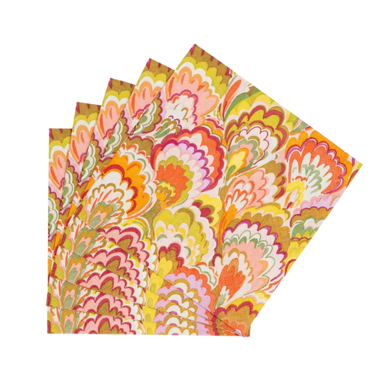 Marbled Ceramica Raspberry Caspari Cocktail Napkin