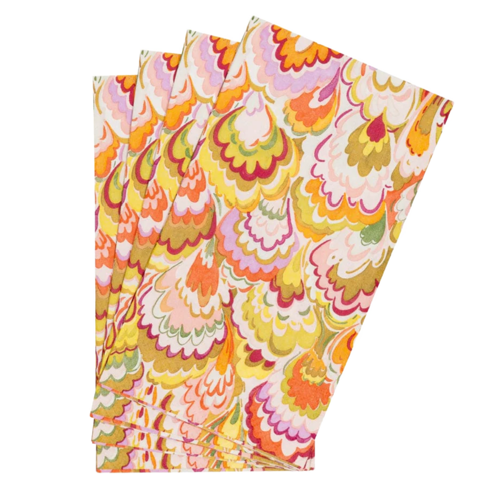 Marbled Ceramica Raspberry Caspari Guest Towel Napkin