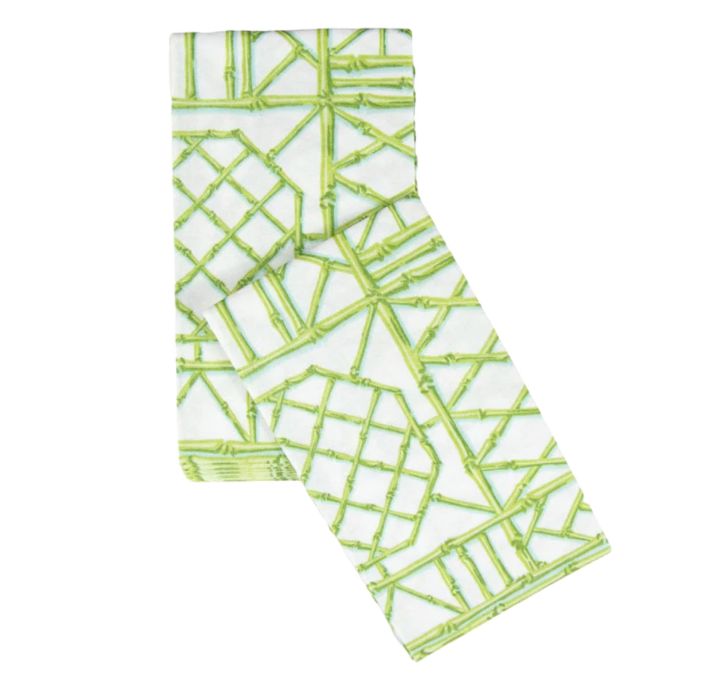 Bamboo Screen Moss Green Caspari Guest Towel Napkin