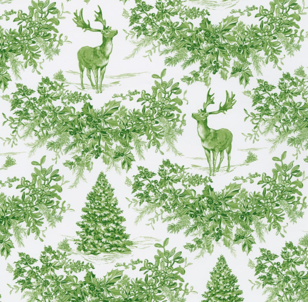 Christmas Toile Green Wrapping Paper