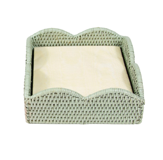 Green Rattan Scallop Luncheon Holder