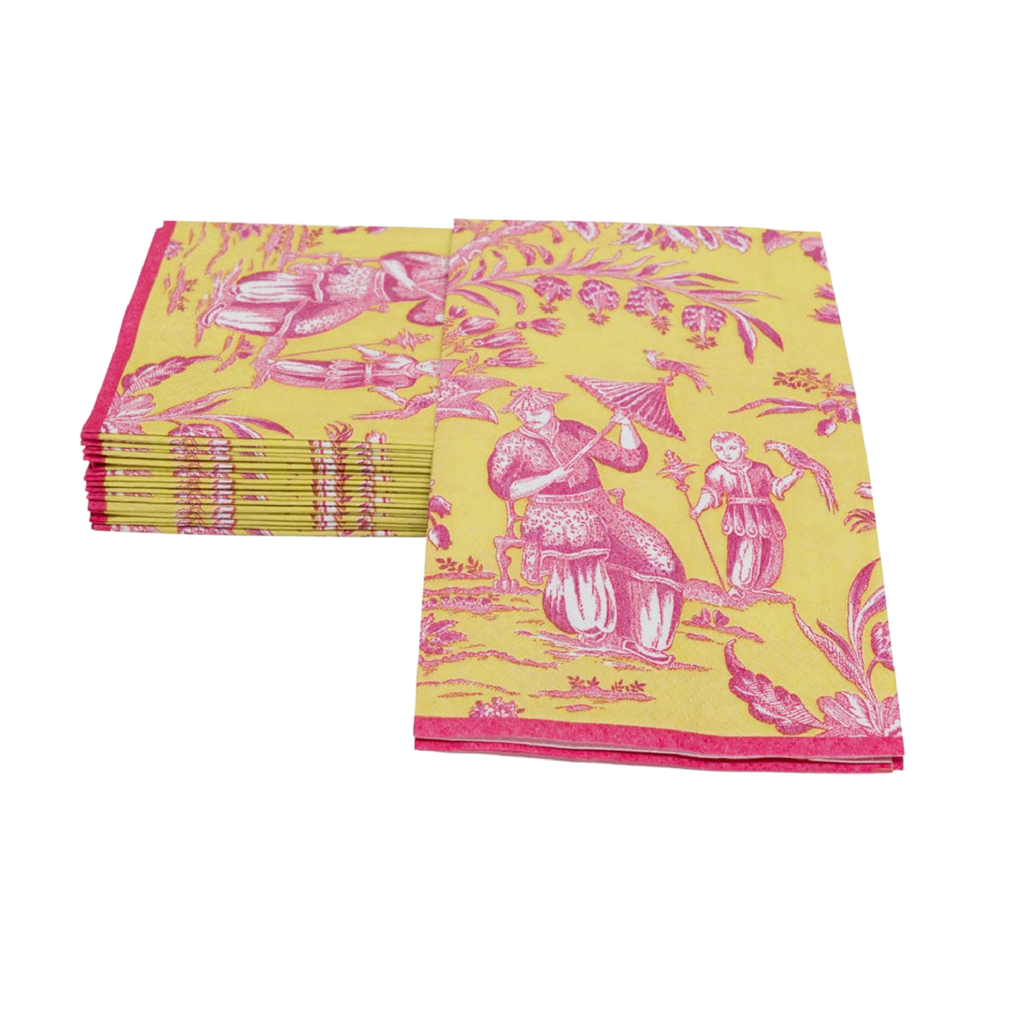 Silk Road Toile Chartreuse Caspari Guest Towel Napkin