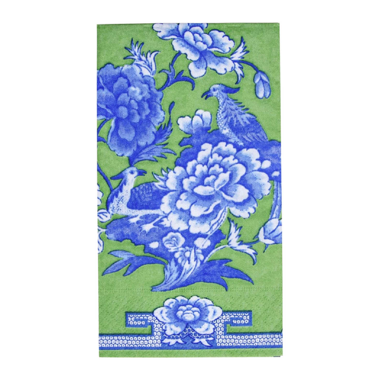 Green And Blue Plate Caspari Guest Towel Napkin