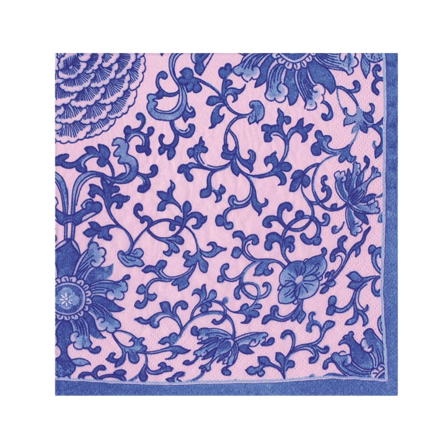 MIndigo Garden Blue/Pink Caspari Cocktail Napkin