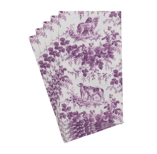 Hunting Toile Aubergine Caspari Guest Towel Napkin