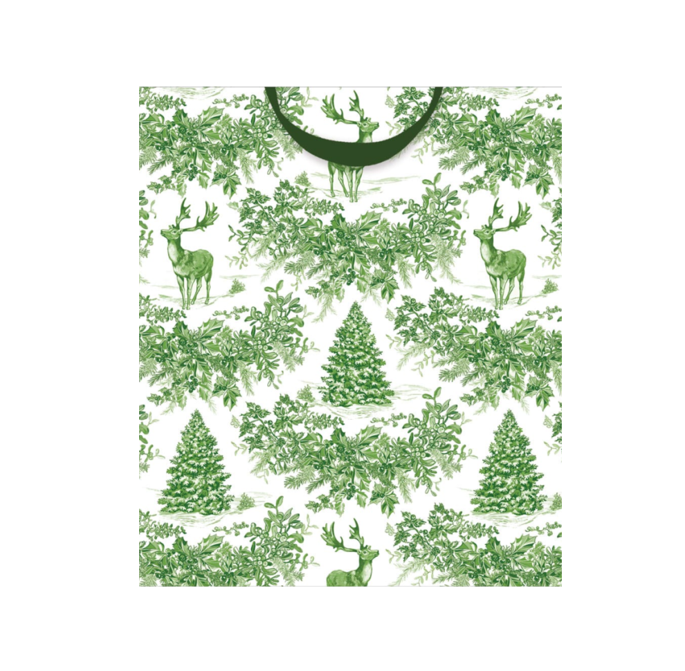 Christmas Toile Green Large Gift Bag