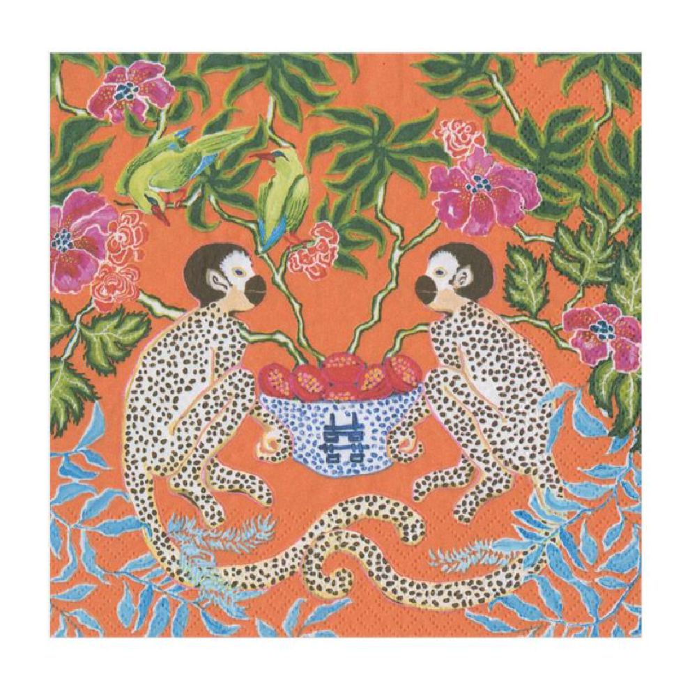 Monkeys Orange Cocktail Napkin