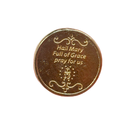 Small Gold Colored Mary Prayer Coin