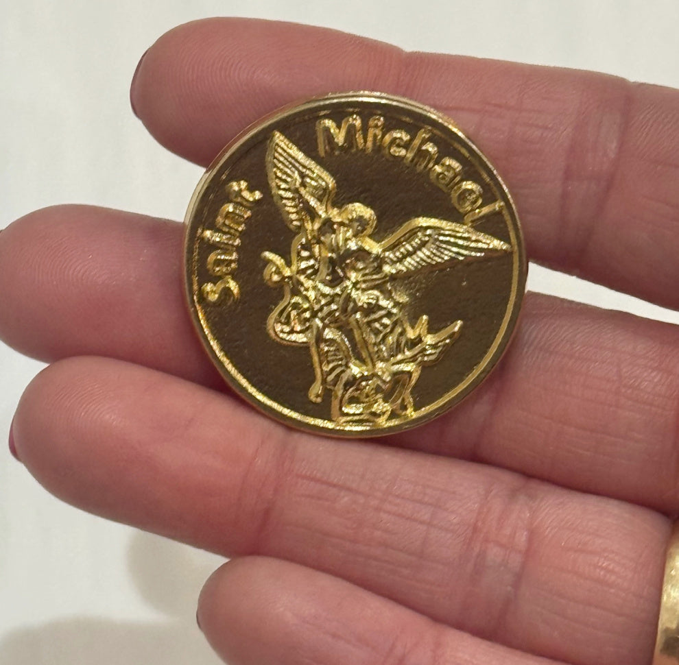 Small Gold Colored St. Michael Prayer Coin
