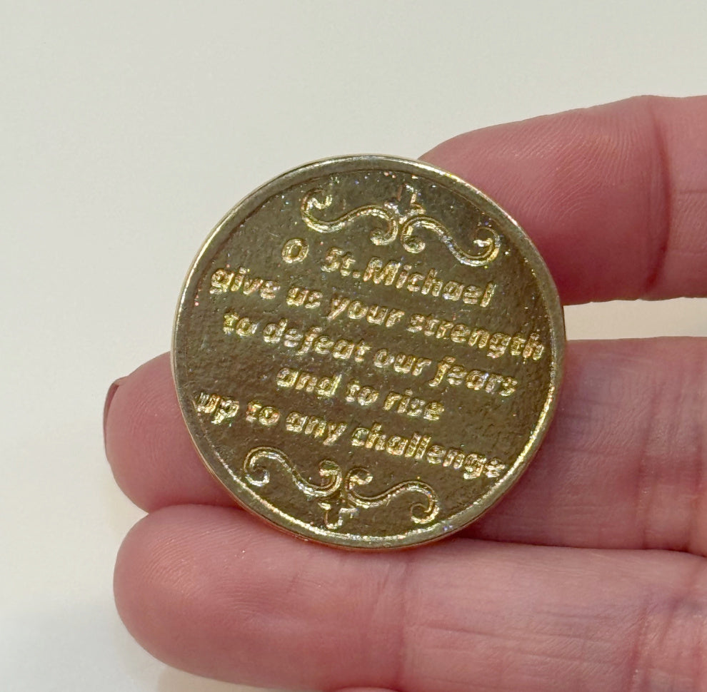 Small Gold Colored St. Michael Prayer Coin