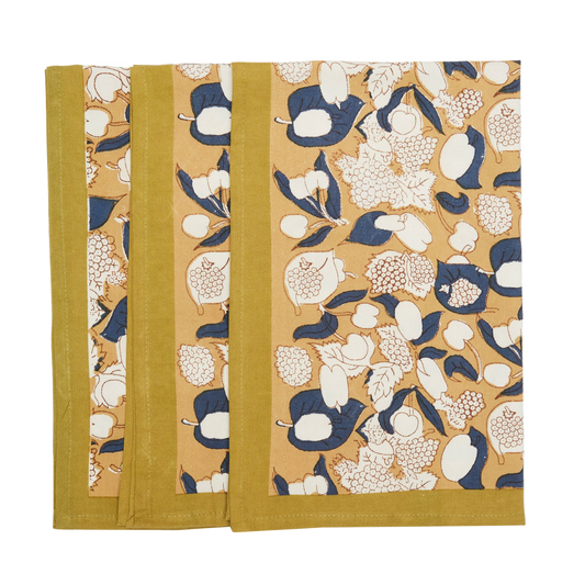 Forest Harvest Mustard & Blue Tea Towel