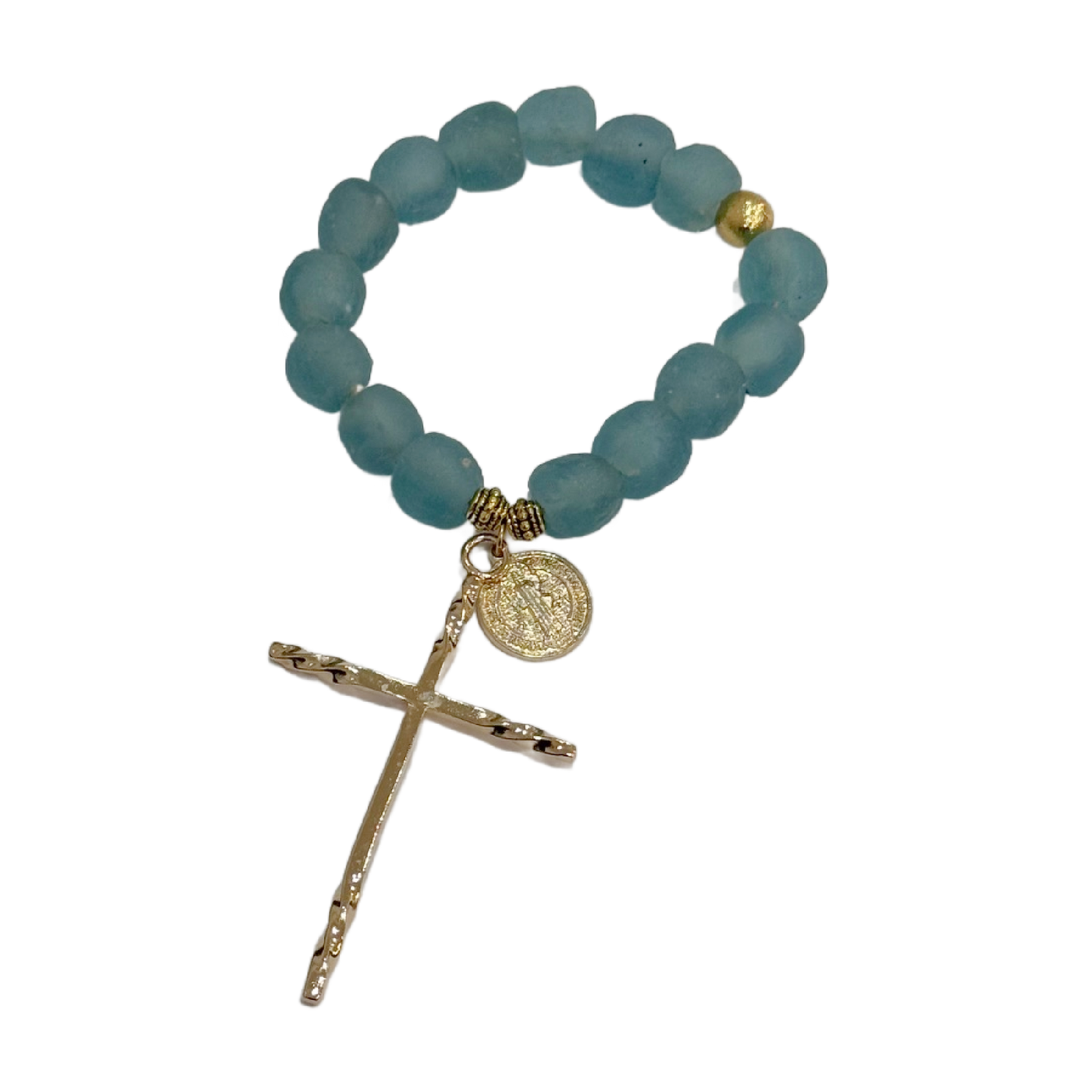 Light Blue Decade Glass Rosary