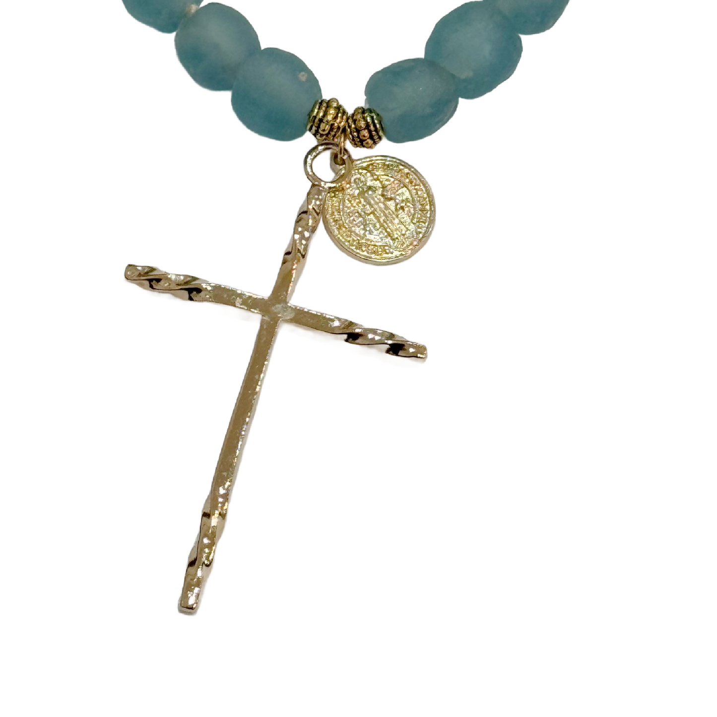 Light Blue Decade Glass Rosary