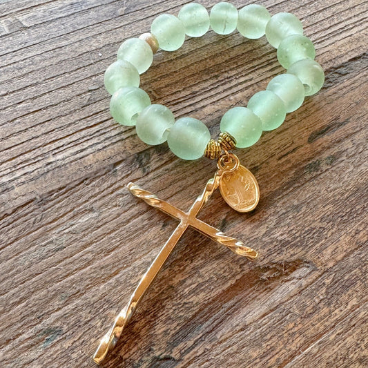Light Green Decade Glass Rosary