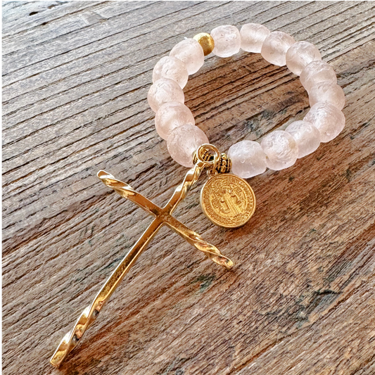 Blush Decade Glass Rosary