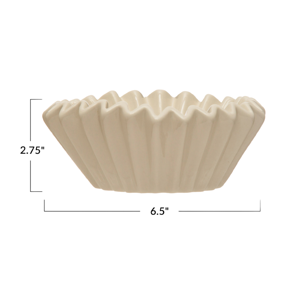 Stoneware Pleated Bowl