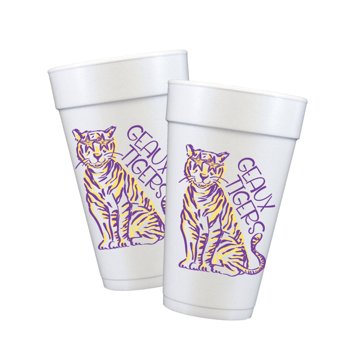Purple & Gold Tiger Styrofoam Cups
