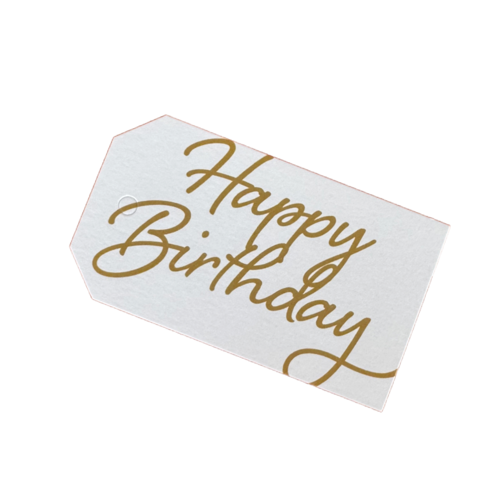 Gold Happy Birthday Gift Tag