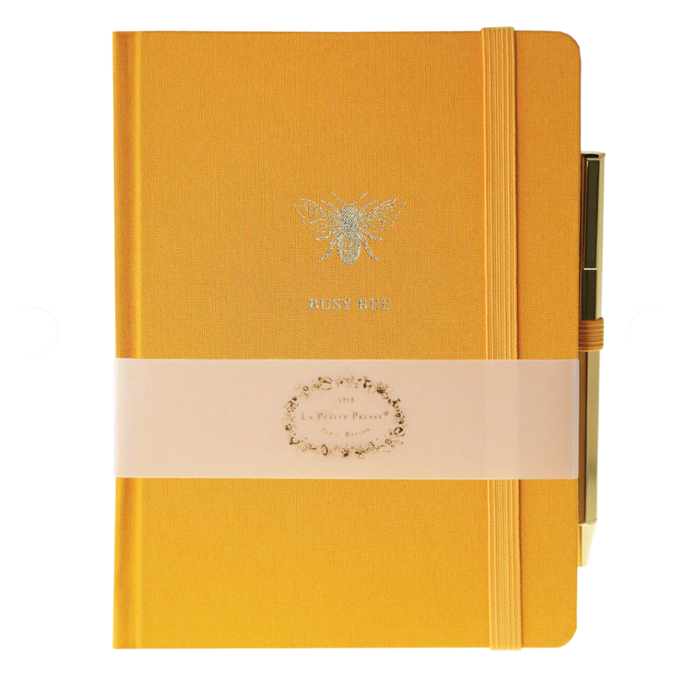 Bee Fabric-Covered Journal with Pen